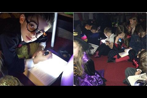 Excited Harry Potter fans in Waterstones Cheltenham